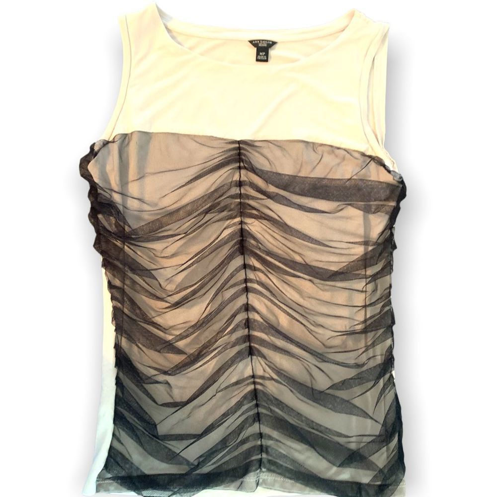 Ann Taylor Sleeveless Tulle detail Shell Top MP (A-027)